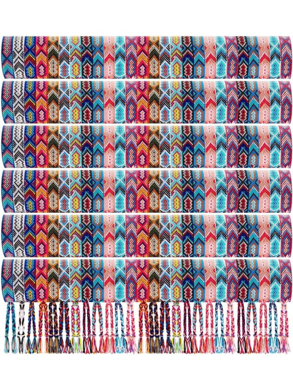48 Pcs Adjustable Woven Friendship Bracelets Set - Colorful Festival Vibes